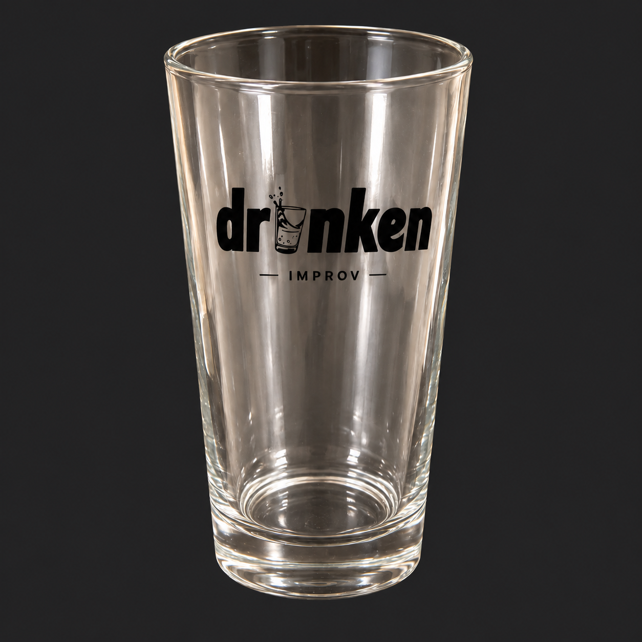 Clear Drunken Improv pint glass